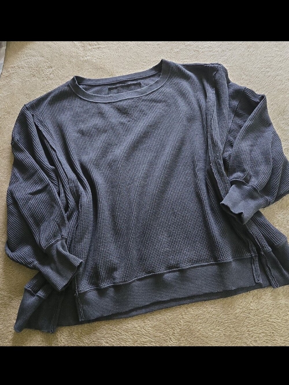 American Eagle Seriously Lived-In oversized waffle knit long sleeve top M
